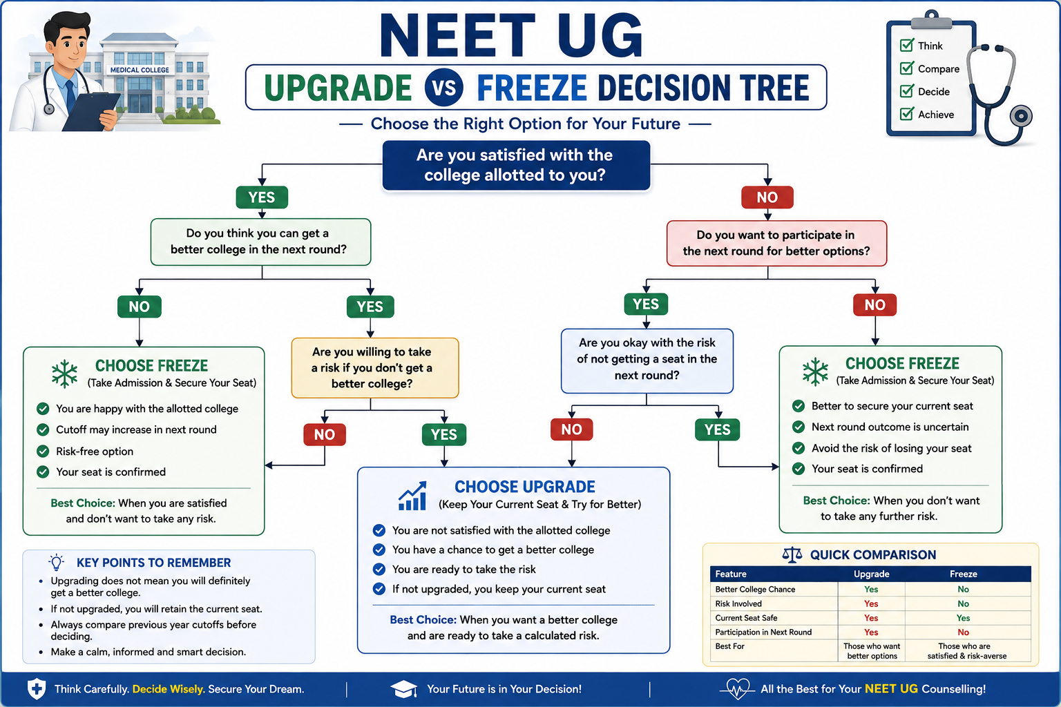 NEET UG Upgrade vs Freeze Decision Tree